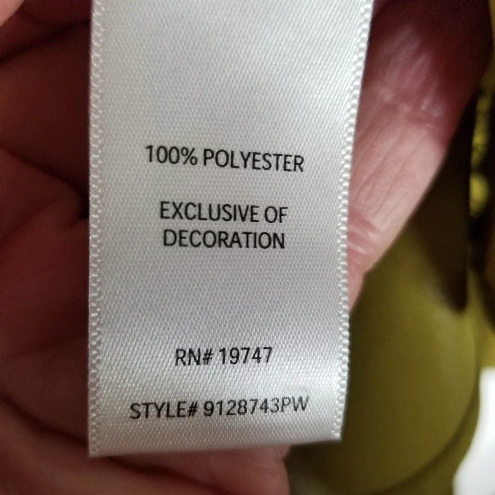 The Pioneer Woman Top Women's Large Olive Green Floral Embroidered Sleeve V Neck - Picture 8 of 8